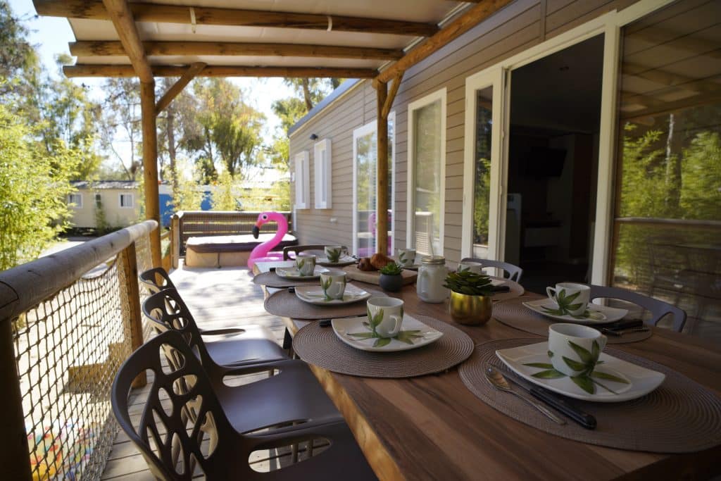 Terrasse mobil home le floride près de perpignan pyrenees orientales